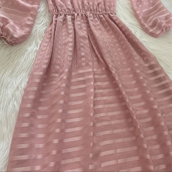 Vintage Sheer Pink Ruffle Collar Dress - Picture 4 of 7
